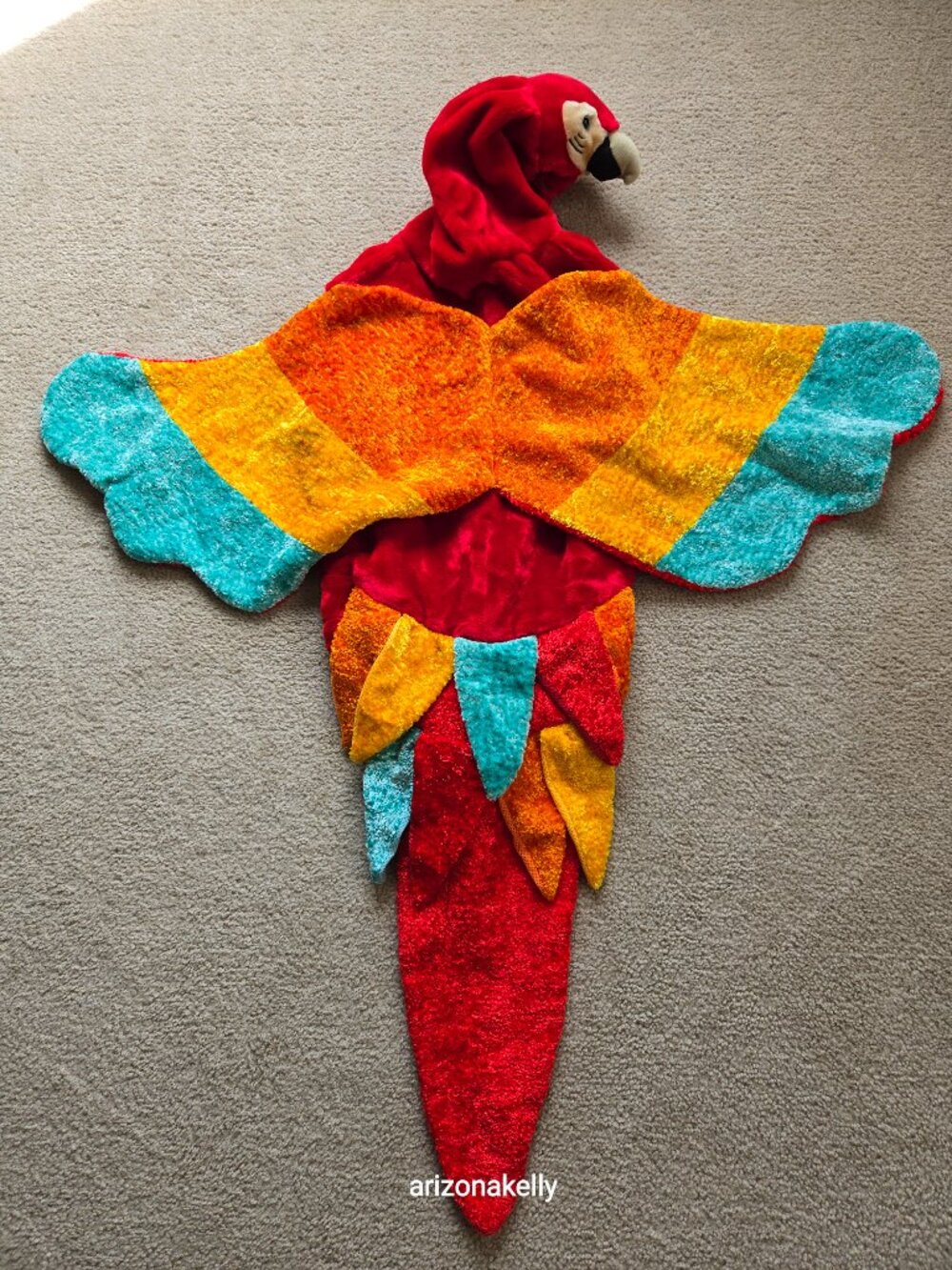 Plush Hooded Parrot Macaw Costume Bird Halloween Child or Petite Adult - Picture 8 of 12